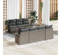 vidaXL Set Divano da Giardino 8 pz 7-Numero di posti Grigio polyrattan
