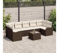 vidaXL Set Divano da Giardino 8 pz 7-Numero di posti Marrone e Crema