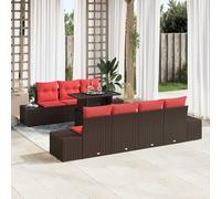 vidaXL Set Divano da Giardino 8 pz 7-Numero di posti Marrone e Rosso | Cambialo per adattarlo al tuo spazio esterno, Una bella texture che dà un tocco di stile, Perfetto per affrontare qualsiasi