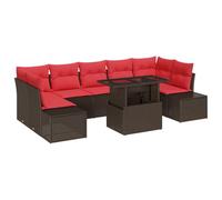 vidaXL Set Divano da Giardino 8 pz 7-Numero di posti Marrone e Rosso | Facile da mettere insieme come vuoi, Resta bello anche fuori, Per 6 persone senza problemi