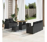 vidaXL Set Divano da Giardino 8 pz 7-Numero di posti Nero