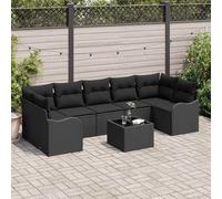 vidaXL Set Divano da Giardino 8 pz 7-Numero di posti Nero