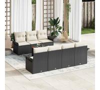 vidaXL Set Divano da Giardino 8 pz 7-Numero di posti Nero e Crema