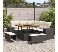 vidaXL Set Divano da Giardino 8 pz 7-Numero di posti Nero e Crema