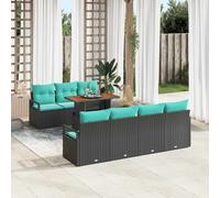 vidaXL Set Divano da Giardino 8 pz 7-Numero di posti Nero e Teal