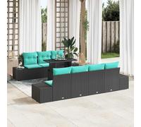 vidaXL Set Divano da Giardino 8 pz 7-Numero di posti Nero e Turchese | Configuralo facilmente per il tuo spazio esterno, Un tocco di stile e datto a qualsiasi condizione esterna