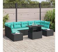 vidaXL Set Divano da Giardino 8 pz 7-Numero di posti Nero e Turchese