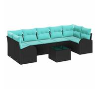 vidaXL Tuin Sofa Set 8 st 7-Aantal zitplaatsen Zwart en Turquoise