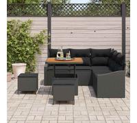 vidaXL Set Divano da Giardino 8 pz 7-Numero di posti Nero Poly Rattan