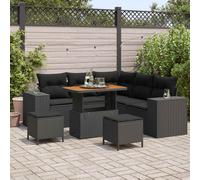 vidaXL Set Divano da Giardino 8 pz 7 posto Nero polyrattan