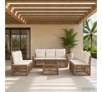 vidaXL Set Divano da Giardino 8 pz Beige e Bianco Crema polyrattan