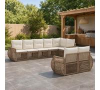 vidaXL Set di divani da giardino, 8 pezzi, beige e bianco crema, divano modulare moderno per esterni, mobili da giardino resistenti alle intemperie, seduta regolabile, comodo e morbido
