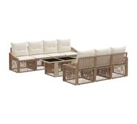 vidaXL Set Divano da Giardino 8 pz Beige e Bianco Crema polyrattan