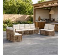 vidaXL Set di divani da giardino, 8 pezzi, beige e bianco crema, divano moderno, resistente alle intemperie, mobili da giardino, poltrona da patio, cuscino in schiuma e molto altro ancora