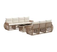 vidaXL Set Divano da Giardino 8 pz Beige e Bianco Crema polyrattan