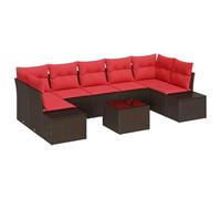 vidaXL Set Divano da Giardino 8 pz Beige e Rosso polyrattan
