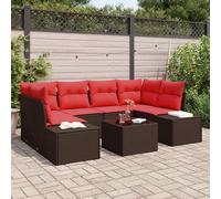 vidaXL Set Divano da Giardino 8 pz Beige e Rosso polyrattan