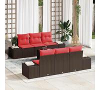 vidaXL Set Divano da Giardino 8 pz Beige e Rosso polyrattan | Puoi mixare e abbinare i pezzi del divano come preferisci per adattarli al tuo spazio