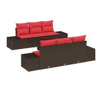 vidaXL Set Divano da Giardino 8 pz Beige e Rosso polyrattan | Puoi mixare e abbinare i pezzi del divano come preferisci per adattarli al tuo spazio