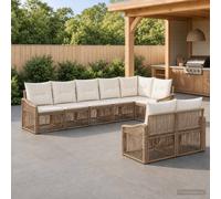 vidaXL Set di 8 divani da giardino beige in rattan artificiale, set di mobili da esterno moderni, resistente alle intemperie, piedini regolabili, design modulare, salotto da giardino, sedie in