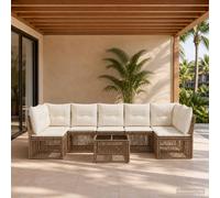 vidaXL Set Divano da Giardino 8 pz Beige polyrattan