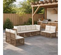 vidaXL Set di divani da giardino in rattan sintetico, 8 pezzi, beige, divano da esterno moderno, resistente alle intemperie, design modulare, divano in rattan, mobili regolabili per rilassarsi
