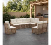 vidaXL Set di divani da giardino da 8 pezzi, beige in rattan sintetico, divano da giardino modulare, resistente alle intemperie, mobili flessibili, seduta comoda per il patio, facile da pulire
