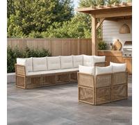 vidaXL Set di divani da giardino in rattan sintetico, 8 pezzi, beige, divano da giardino moderno, resistente alle intemperie, design modulare, mobili per rilassarsi all'aperto