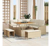 vidaXL Set divani da giardino 8 pezzi Beige polirattan con cuscini per 5 adulti