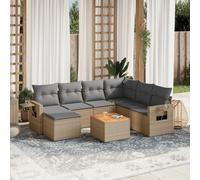 vidaXL Set Divano da Giardino 8 pz con Cuscini Beige in Polyrattan