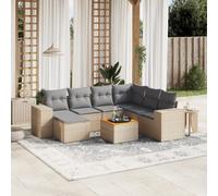 vidaXL Set Divano da Giardino 8 pz con Cuscini Beige in Polyrattan
