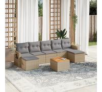 vidaXL Set Divano da Giardino 8 pz con Cuscini Beige in Polyrattan