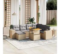vidaXL Set Divano da Giardino 8 pz con Cuscini Beige in Polyrattan