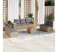 vidaXL Set Divano da Giardino 8 pz con Cuscini Beige in Polyrattan