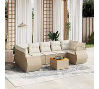 vidaXL Set Divano da Giardino 8 pz con Cuscini Beige in Polyrattan