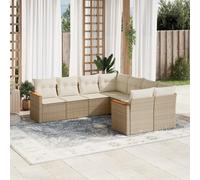 vidaXL Set Divano da Giardino 8 pz con Cuscini Beige in Polyrattan
