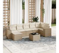 vidaXL Set Divano da Giardino 8 pz con Cuscini Beige in Polyrattan