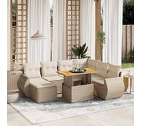 vidaXL Set Divano da Giardino 8 pz con Cuscini Beige in Polyrattan