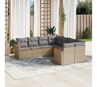 vidaXL Set Divano da Giardino 8 pz con Cuscini Beige in Polyrattan