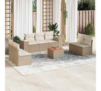 vidaXL Set Divano da Giardino 8 pz con Cuscini Beige in Polyrattan