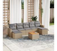 vidaXL Set Divano da Giardino 8 pz con Cuscini Beige in Polyrattan