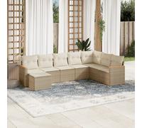 vidaXL Set Divano da Giardino 8 pz con Cuscini Beige in Polyrattan