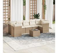 vidaXL Set Divano da Giardino 8 pz con Cuscini Beige in Polyrattan
