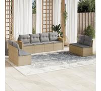 vidaXL Set Divano da Giardino 8 pz con Cuscini Beige in Polyrattan
