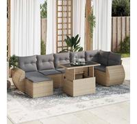 vidaXL Set Divano da Giardino 8 pz con Cuscini Beige in Polyrattan