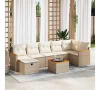 vidaXL Set Divano da Giardino 8 pz con Cuscini Beige in Polyrattan