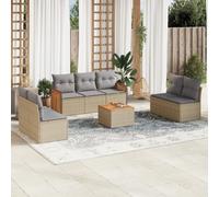 vidaXL Set Divano da Giardino 8 pz con Cuscini Beige in Polyrattan