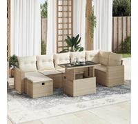 vidaXL Set Divano da Giardino 8 pz con Cuscini Beige in Polyrattan