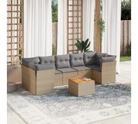 vidaXL Set Divano da Giardino 8 pz con Cuscini Beige in Polyrattan