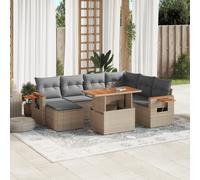 vidaXL Set Divano da Giardino 8 pz con Cuscini Beige in Polyrattan